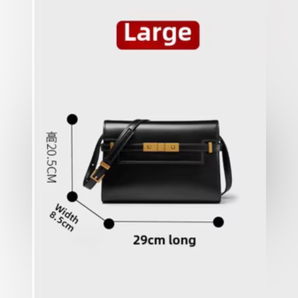 Chic Black Leather Shoulder  Bag with Gold Accents - Picture 10 of 12